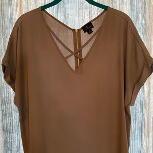 Brown tunic with criss-cross neck